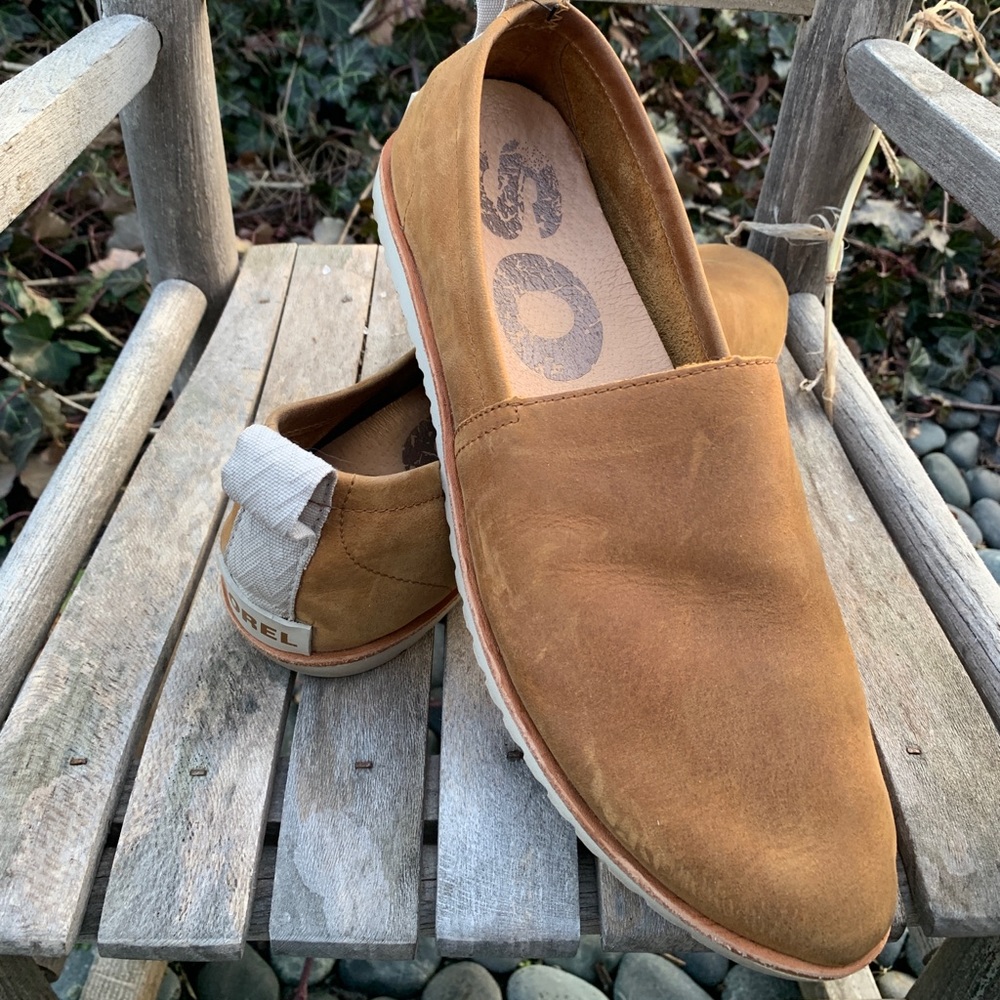 Sorel Ella slip on loafer flats buckskin leather suede